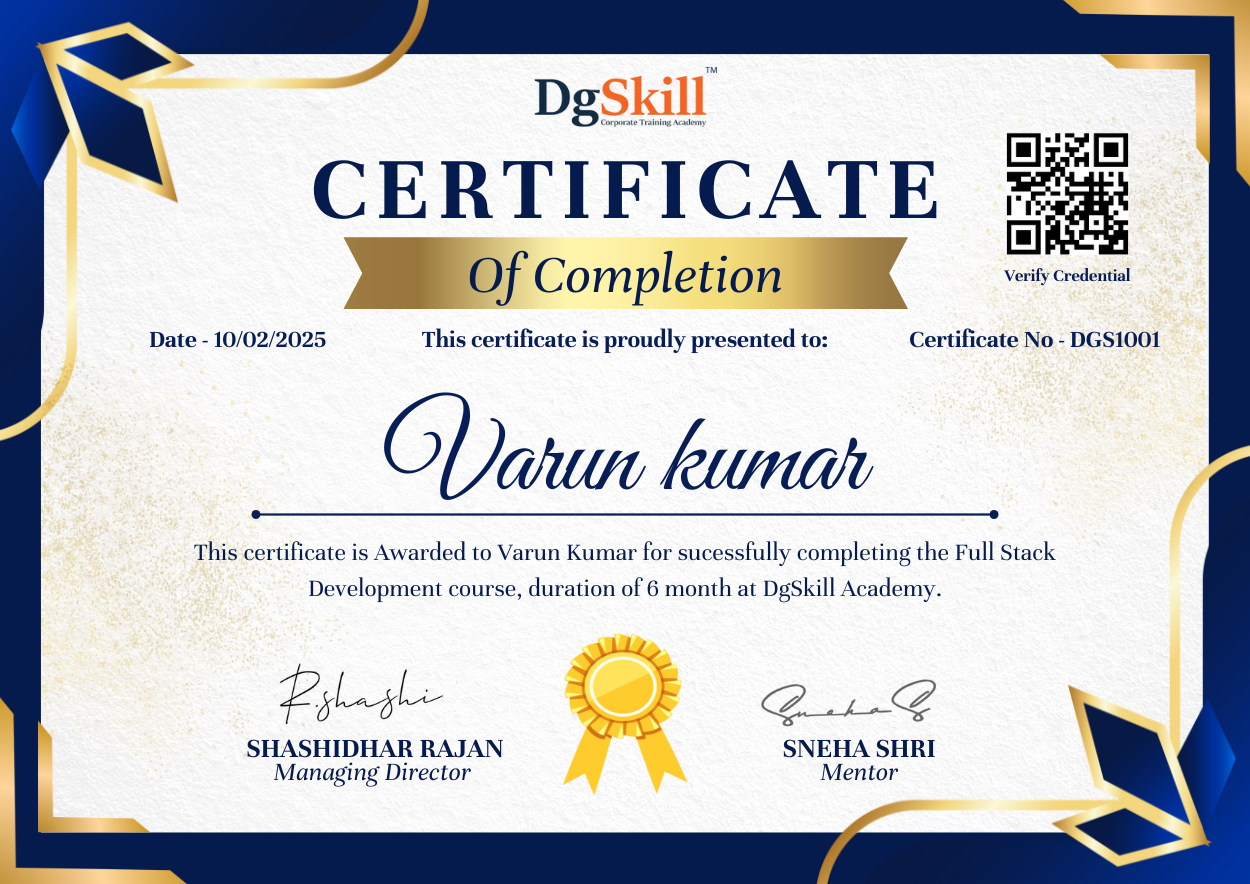 DgSkill Full Stack Development Certificate